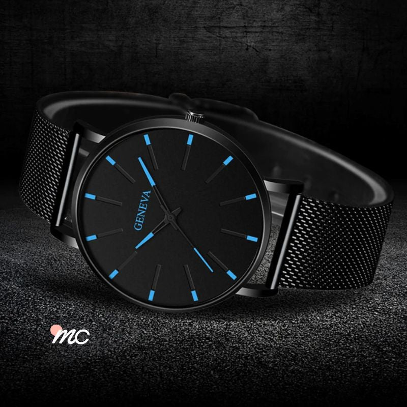 Relógio preto minimalista inovador - A essência do estilo masculino.
