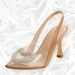 Sandalias Stiletto Cristal con Tacón Blanco | Brillantes Y Sofisticadas