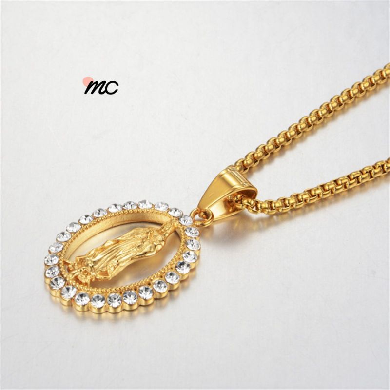 Collar Medalla de la Virgen María con Cristales | con Caja de Regalo Hoy