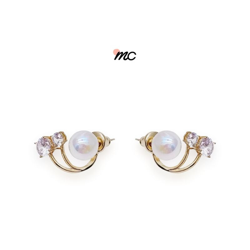 Aretes Banados En Oro con Perla Maria Chic