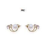 Aretes Banados En Oro con Perla Maria Chic