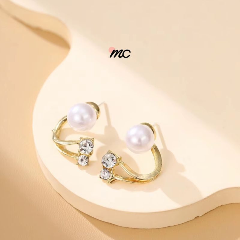 Aretes Banados En Oro con Perla Maria Chic