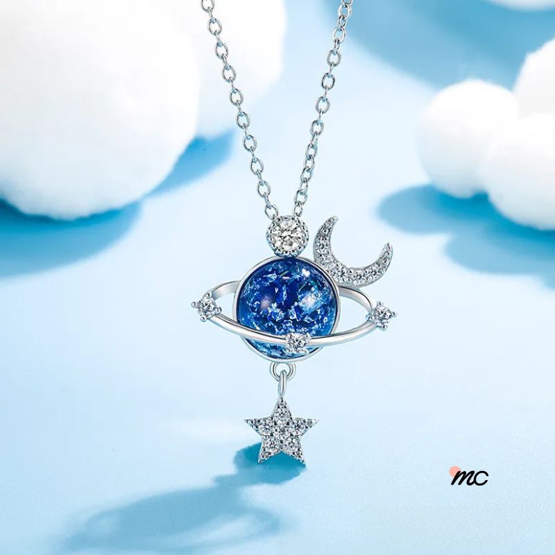 Lindo colar Cosmos em prata pura para mulheres