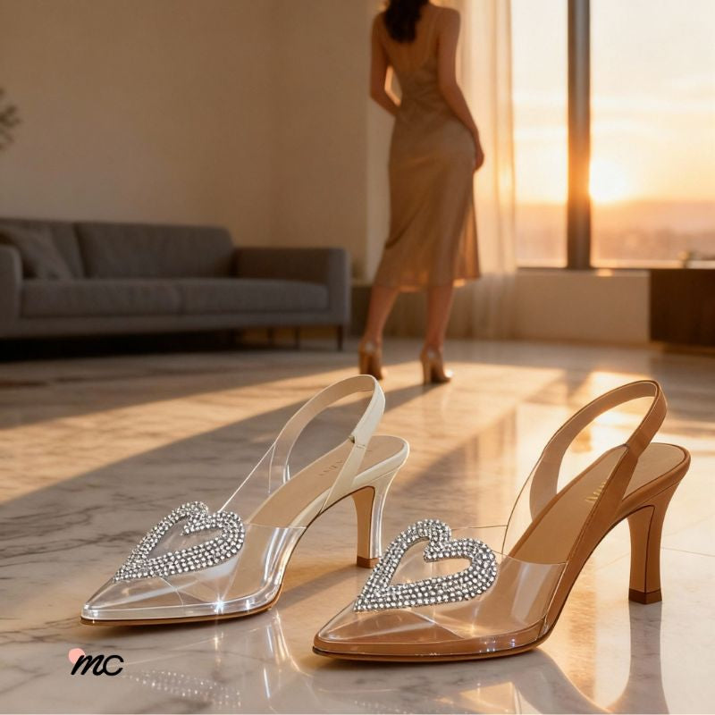 Sandalias Stiletto Cristal con Tacón Blanco | Brillantes Y Sofisticadas