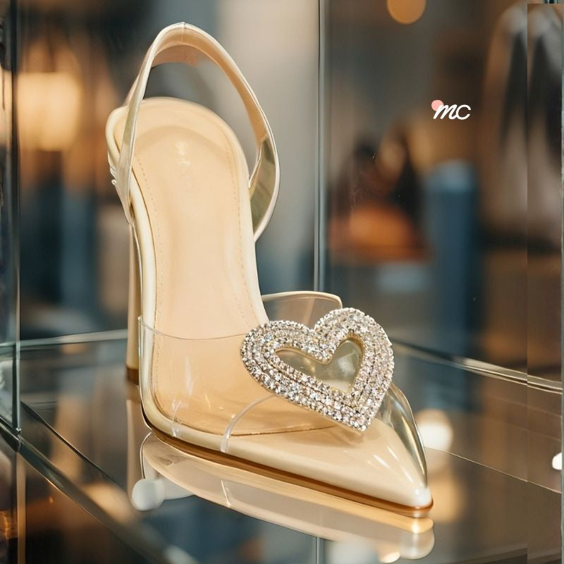 Sandalias Stiletto Cristal con Tacón Blanco | Brillantes Y Sofisticadas