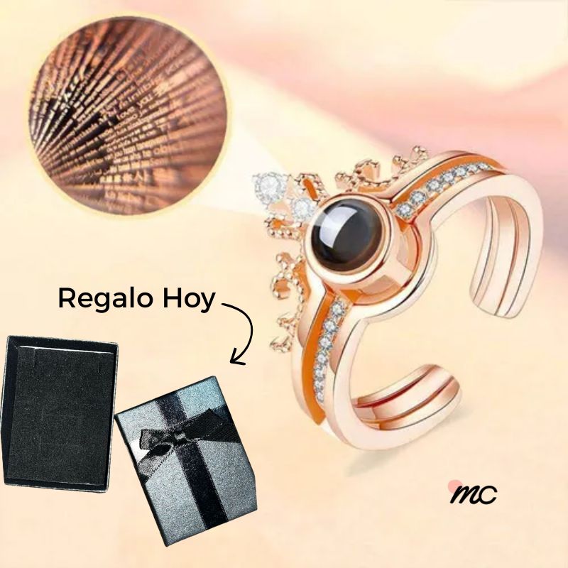 Anillo "Te Amo" en los 100 Idiomas - Hoy tem caja de regalo