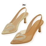 Sandalias Stiletto Cristal con Tacón Blanco | Brillantes Y Sofisticadas