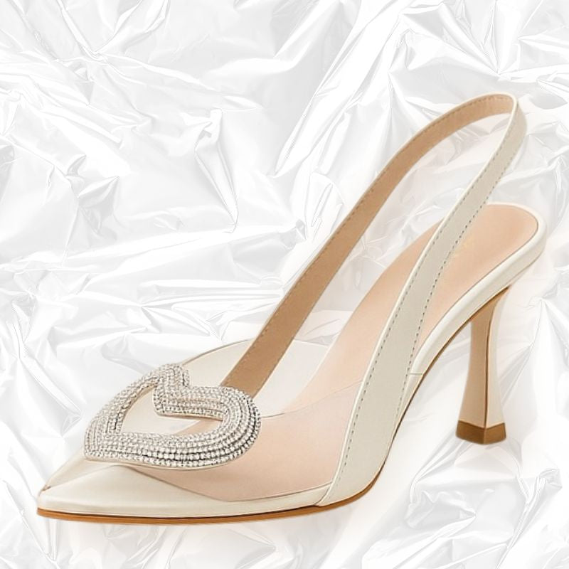 Sandalias Stiletto Cristal con Tacón Blanco | Brillantes Y Sofisticadas