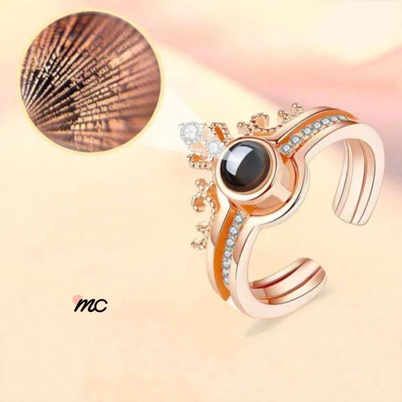 Anillo "Te Amo" en los 100 Idiomas - Hoy tem caja de regalo