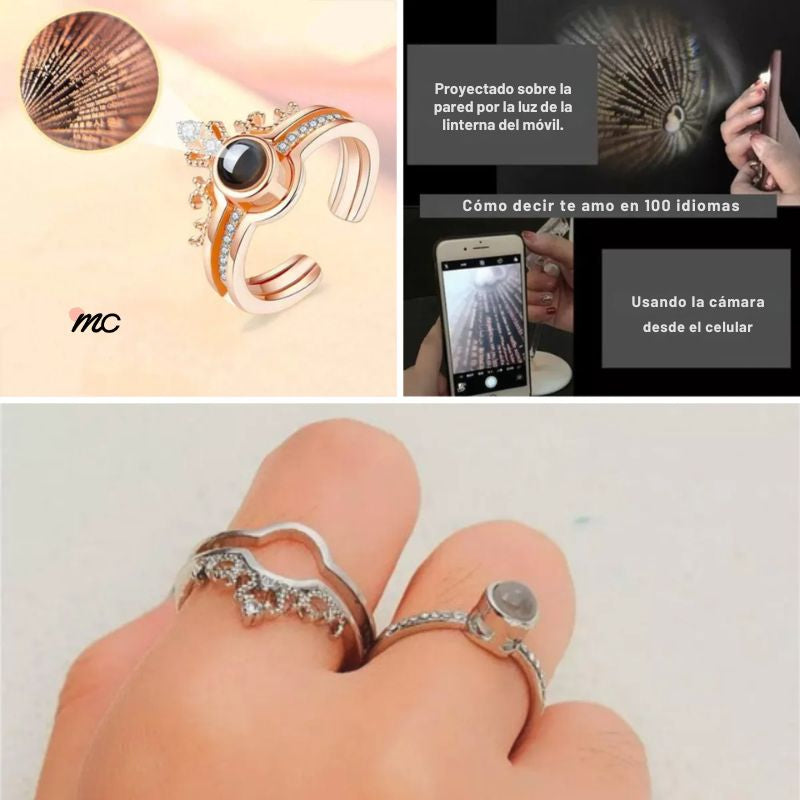 Anillo "Te Amo" en los 100 Idiomas - Hoy tem caja de regalo