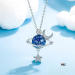 Lindo colar Cosmos em prata pura para mulheres