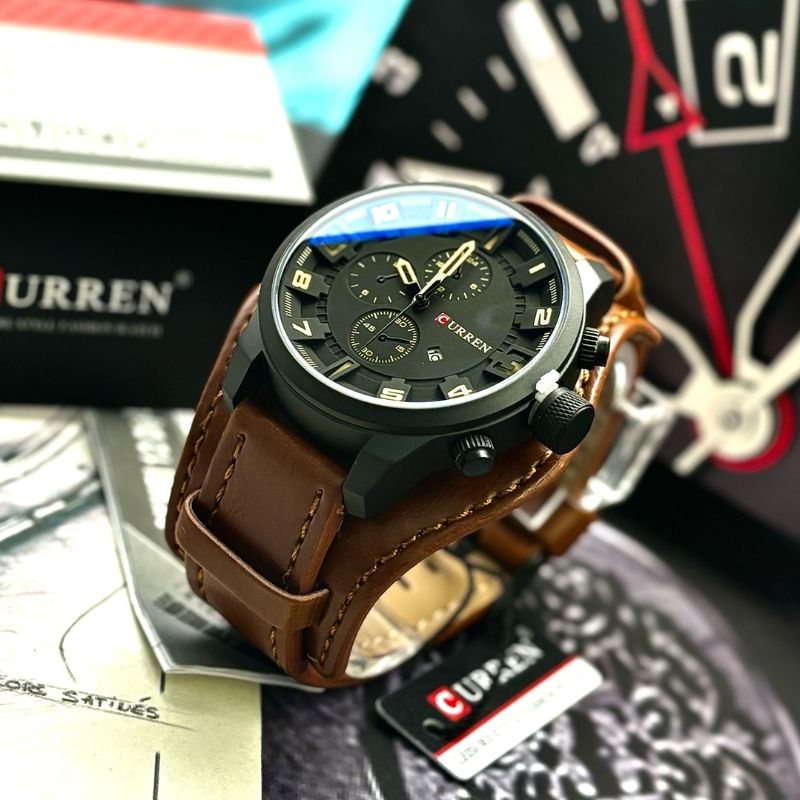 Llegó a María Chic Reloj Curren 8225 en Cuero Estilo Vintage